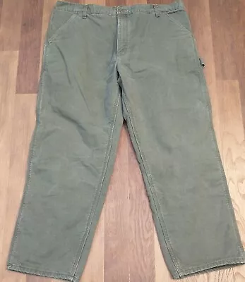 Vintage Carhartt Insulated Canvas Work Pants Flannel Lined Men 42 X 30 Green USA • $34.99