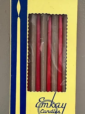 7 Emkay Candles Flower Tapers 15  Long Dark Pink Skinny Seven Unused Candles • $14.99