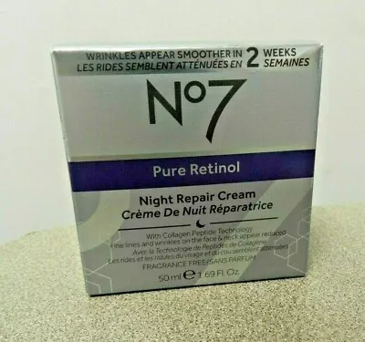 No7 Pure Retinol Night Repair Cream For Fine Lines & Wrinkles 1.69oz NEW IN BOX! • $16.99