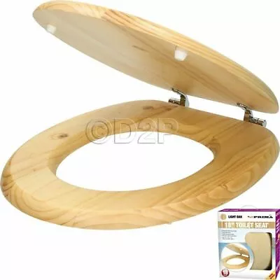 New 18  Light Oak Wooden Toilet Seat Bathroom With Fittings Mdf Heavy Duty  • £18.99