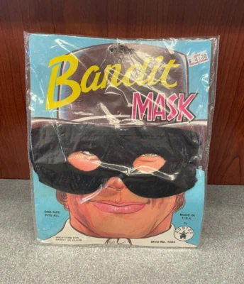 $8.99 • Buy Vtg Rubie's Black Bandit Fabric Eye Mask In Package Zorro Lone Ranger Halloween