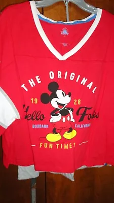 2XL Mickey Mouse ~ Hello Folks ~ Disney Pajama's With Long Lounge Pants NWT • $28.90