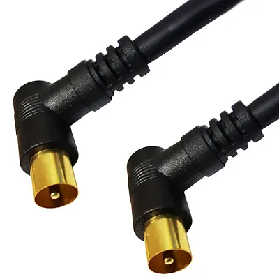 £4.49 • Buy 1m TV Aerial Coaxial Cable Right Angle Coax Male To Plug Lead Gold Connectors