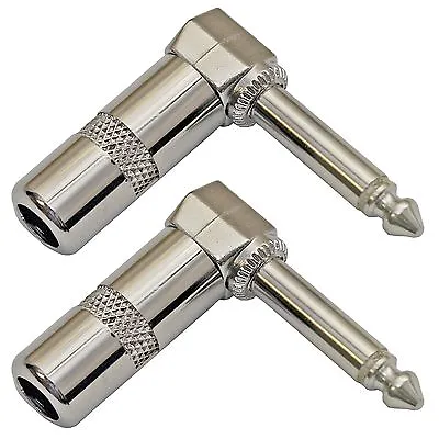 NEW 2-Pack Right Angle 1/4 TS Mono Phone Plug Guitar Audio Connector 6.3mm Jack • $6.52