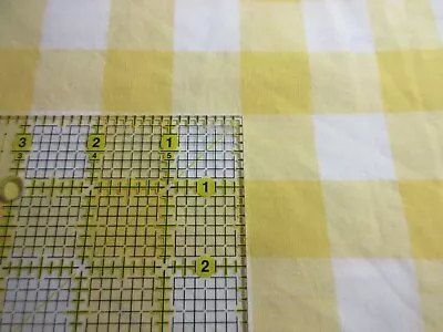 YELLOW Gingham Check Fabric 1  Squares  35  X 44  Vintage Cotton • $6.99