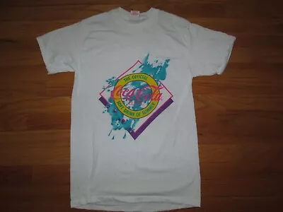 COCA COLA Vtg 80s 90s Neon OFFICIAL SOFT DRINK OF SUMMER Royal Tag T Shirt S USA • $9.99