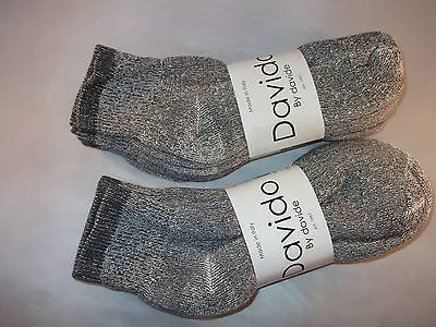 Davido Mens Socks Ankle/quarter 100%cotton Made In Italy 6 Pack Gray Size 10-13 • $18.50