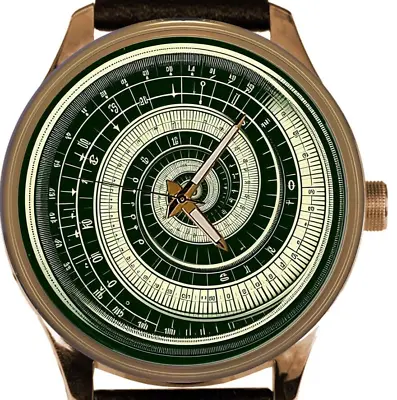 Archimedes Spiral Beautiful Archimidean Green & Gold Mathematics Art Brass Watch • $94.40