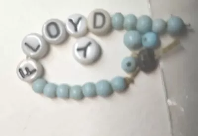 Vintage Beaded Newborn Baby ID Bracelet - FLOYD - Blue And White IN DISREPAIR  • $12