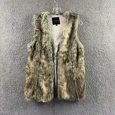 Womens New Look Size UK 10 Brown Faux Rabbit Fur Sleeveless Waistcoat Jacket • $9.24