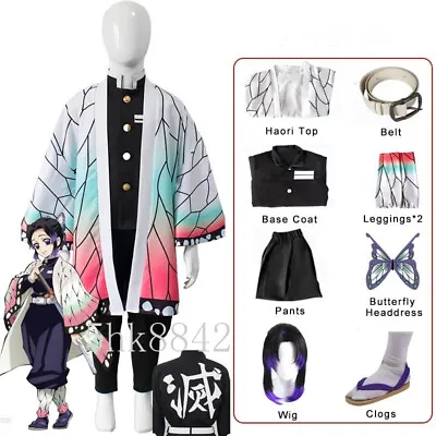 $22.07 • Buy Anime Demon Slayer Kimetsu No Yaiba Kochou Shinobu Cosplay Costume Kimono Outfit