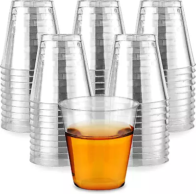 2 Oz Shot Glasses - 100 Mini Plastic Shot Glasses (2Oz) Clear Disposable Cups Fo • $18.74