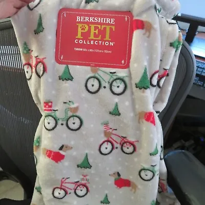 Berkshire Dachshund Dog Throw Blanket Bicycle Christmas 50 X60  NWT • $34.99