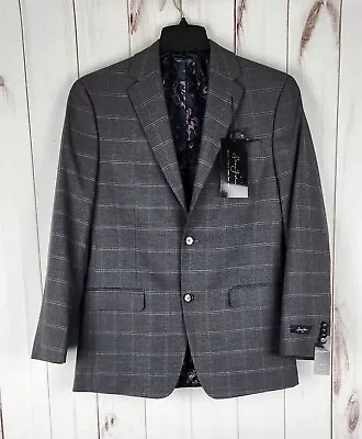 Sean John Men's Classic-Fit Stretch Suit Jacket Grey/Purple Windowpane 40L NWT • $37.46