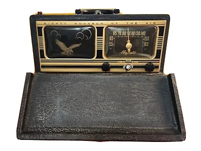 Rare VTG 1947 MAJESTIC Brand- Mighty Monarch Of The Air -Portable  AM Tube Radio • $150