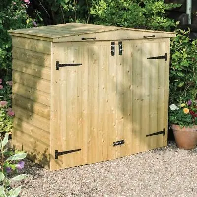 Wheelie Bin Storage Unit Rowlinson Apex Roof Double Door Store Timber Garden • £358