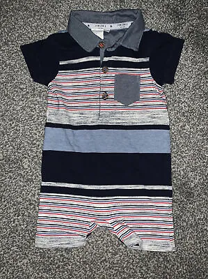 £2.97 • Buy Junior J Romper T-Shirt Style Navy Blue Stripe 3-6 Months