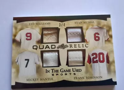 2022 Leaf ITG Ted Williams Stan Musial Mickey Mantle Frank Robinson 4 Jersey #/4 • $1.25