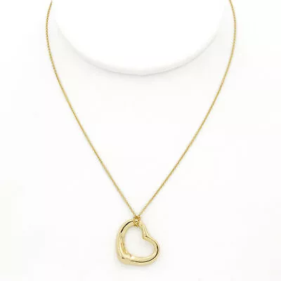18K Yellow Gold Tiffany & Co Elsa Peretti Open Heart Pendant Necklace #J74677-1 • $1065