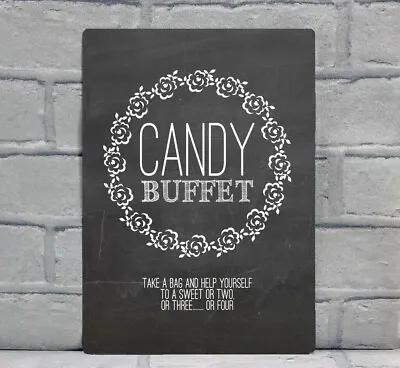 £9.95 • Buy A4 Candy Buffet Sweet Cart Jar Stall Table Sign Wedding Party CHALKBOARD EFFECT