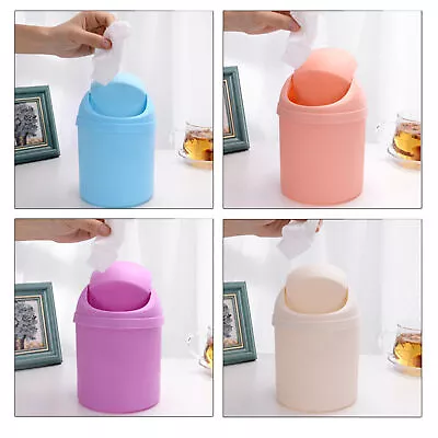 1*Portable Mini Waste Bin Trash Can Desktop Garbage Baskets Table Roll Swing Lid • $8.88