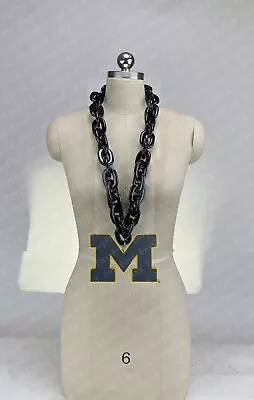 New U Of Michigan Wolverines Jumbo Black Big Fan Chain Necklace Foam MI USA • $25.97