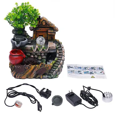 Rockery Water Fountain Indoor W/ LED For Living Room Office Decoration 110V New • $31.35