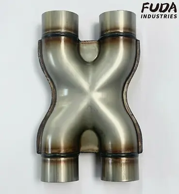 $29.98 • Buy Universal Crossover X Pipe Dual 2.5  In/Out Stainless Steel Muffler Exhaust Tip