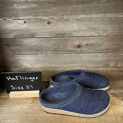 £48.06 • Buy Womens Haflinger Blue Wool Mules Clogs Slippers Shoes Size EUR 37 US 6 M EUC
