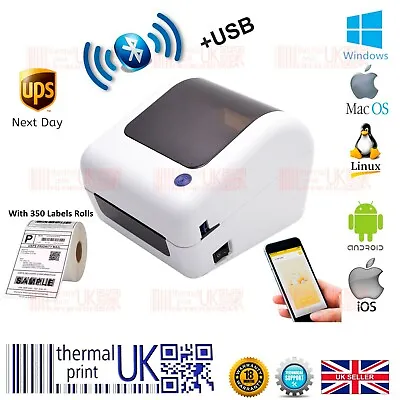 £94.99 • Buy Thermal Label Printer 4x6  Bluetooth Windows& Mac Royal Mail Hermes UPS DPD 6x4