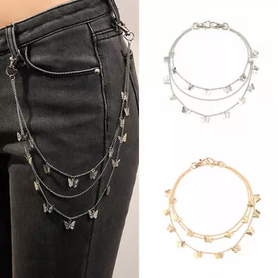 1-3 Layer Rock Punk  Jeans Waist Chain Biker Silver Round  Chain Women/Men New • $8.50