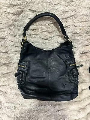 Linea Pelle Black Leather Hobo Shoulder Bag • $20