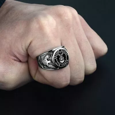 USA Military Ring United States Marine Corps US Army Men Signet Stainless Steel • $11.97