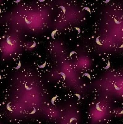 Laurel Burch Celestial Magic Burgundy Moon And Stars Quilt Fabric By Yard • $16.25