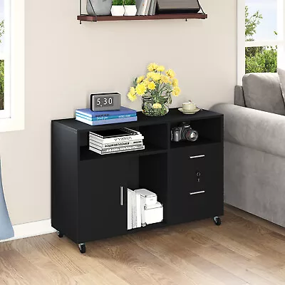 Wood Lateral File Cabinet 2 Drawer Storage Cabinet Printer Stand For Home Office • $95.99