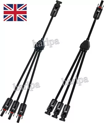 1Pair Solar Connectors Y Branch Parallel Adapter Cable Wire Plug For Solar Panel • £6.95