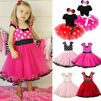 Kid Girls Baby Minnie Mouse Princess Tutu Tulle Dress Birthday Party Mini Skirts • £6.99