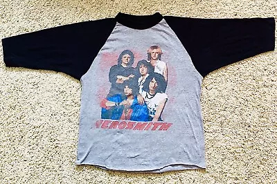 Vintage 1984 Aerosmith Raglan T Shirt Back In The Saddle Tour Black Size Medium • $64.95