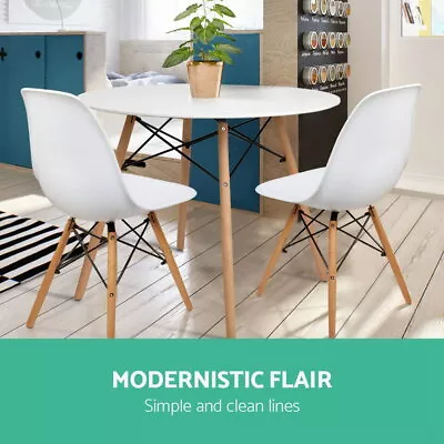 Artiss Dining Table Round White 4 Seater 100CM • $141.99