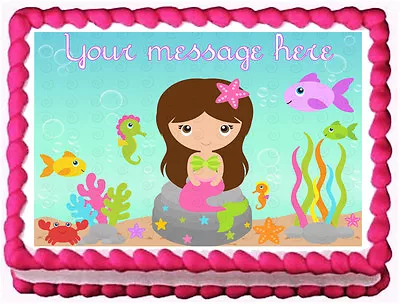 MERMAID Girl Image Edible Cake Topper Design • $6.50