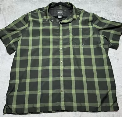 5.11 TACTICAL Aerial  Polyester Black Green Plaid  Short Sleeve Snap Shirt 2XL • $29.99