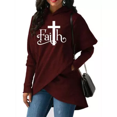 2018 New Fashion Faith Print Sweatshirt Female Sweatshirts Hoodies Women Kawaii • £15.16