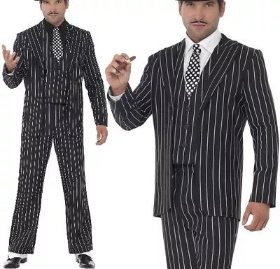 Mens Gangster Mobster Boss Fancy Dress Costume Capone Suit By Smiffys • £42.99