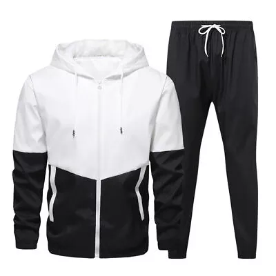 Mens Sports Jacket Tracksuit Sets Sweatsuits 2 Piece Casual Pants Jogging Suits • £25.19