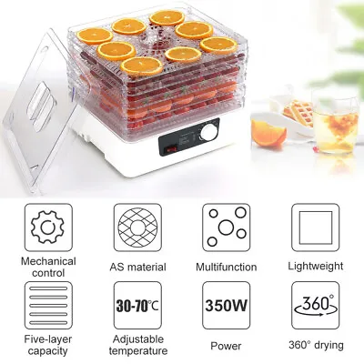 350W Electric Food Dehydrator Fruit Meat Beef Dryer Veg Preserver Machine 5 Tray • $39.99