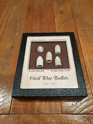 Five Civil War Bullets In Matted Display Case - Battlefields Of The Civil War. • $49.95