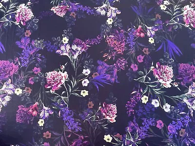 Purple Flower Print Cotton Viscose Jersey Dress Fabric 150 Cm Wide • £6.45