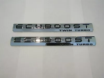 2x SET ECOBOOST TWIN TURBO 15  EMBLEMS FITS 2.7 3.5 FLEX LINCOLN CHROME/BLACK • $21.99