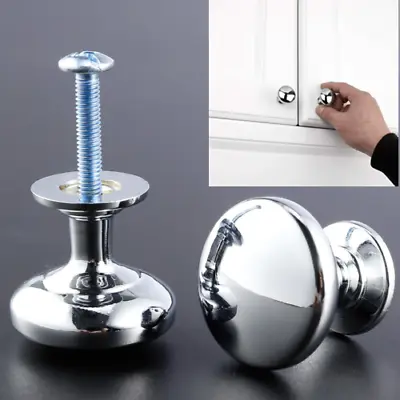 1~30X Chrome Metal Door Knobs Drawer Cabinet Wardrobe Furniture Pull Handle Knob • £31.33