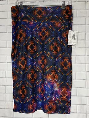 Lularoe Cassie Pencil Skirt Size Large Blue Black Red Aztec Space Galaxy NWT • £13.61